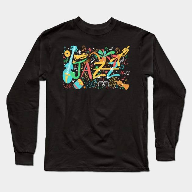 Great Jazz Music Long Sleeve T-Shirt by JFDesign123